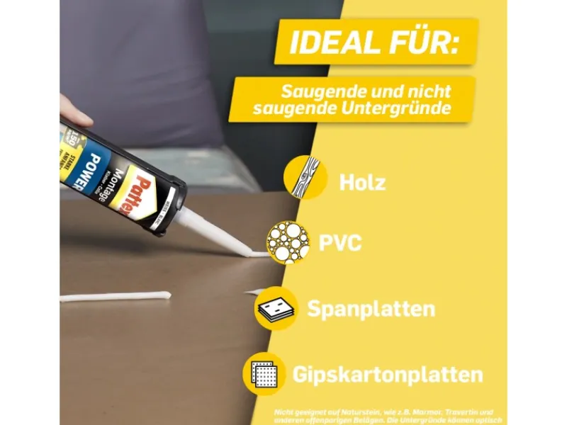 Pattex Baukleber Montagekleber Power Kartusche starke Anfangshaftung 370 g