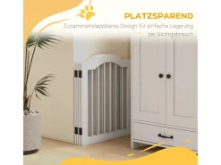PawHut Absperrgitter mit 2 Stützfüßen und 4 Paneelen
