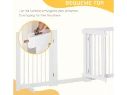 New PawHut Absperrgitter mit Tür und 2 Stützfüßen