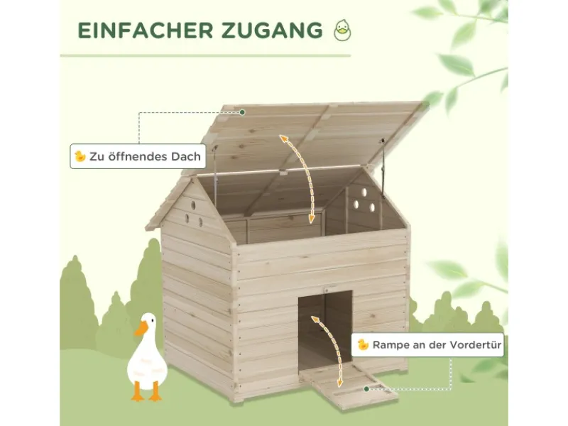 New PawHut Entenhaus Tannenholz Naturholz 100L x 82,5B x 91H cm