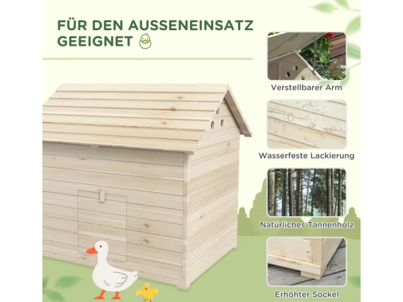 New PawHut Entenhaus Tannenholz Naturholz 100L x 82,5B x 91H cm