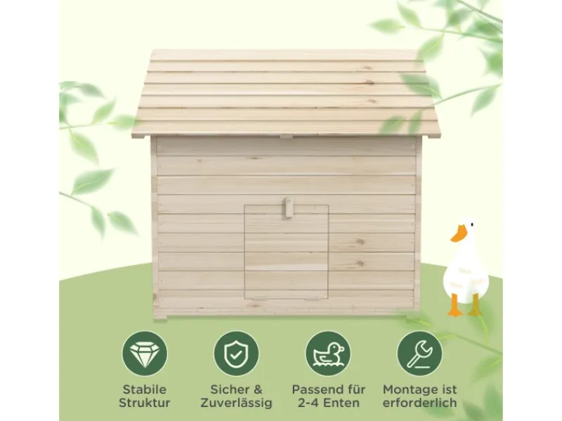 New PawHut Entenhaus Tannenholz Naturholz 100L x 82,5B x 91H cm