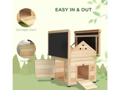 PawHut Entenstall aus Holz mit Kippdach Doppeltür 78 x 90 x 92 cm