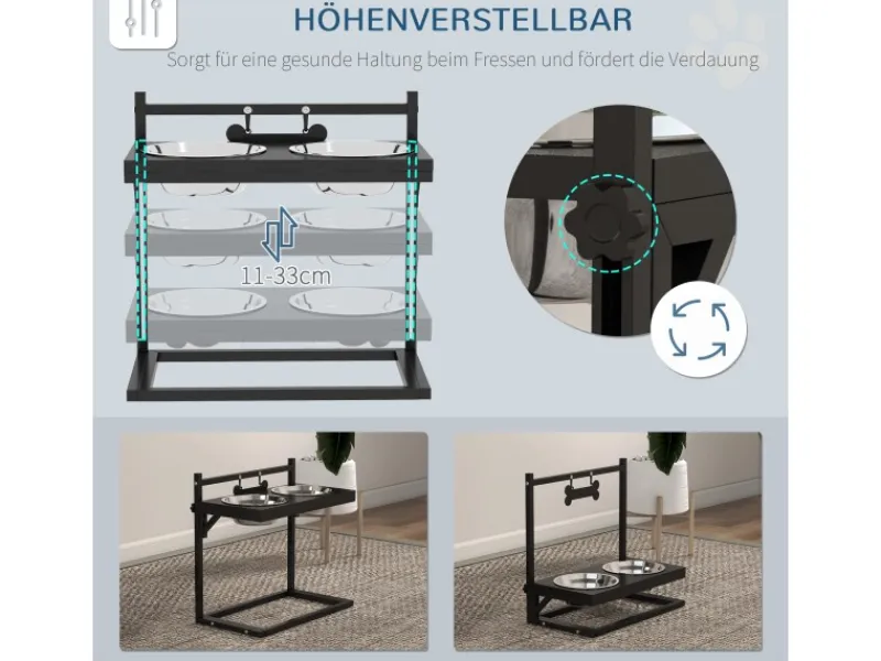 New PawHut Erhöhtes Futterstation mit 0,9L Futterschale