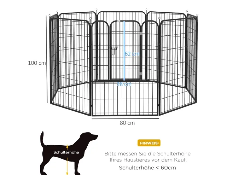 PawHut Freigehege Individuell Gestaltbare Form mit Tür 80 x 100cm