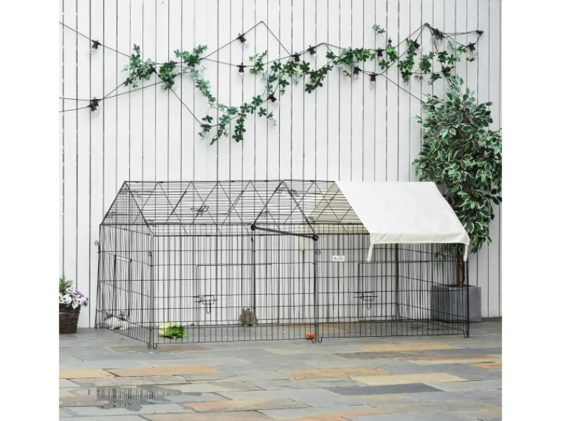 Clearance PawHut Freigehege Laufgitter mit Abdeckung