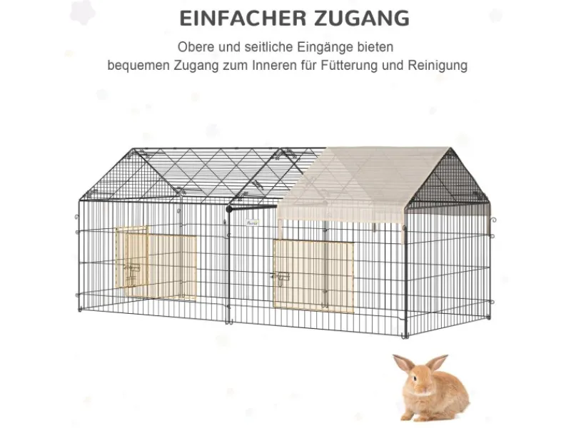 Clearance PawHut Freigehege Laufgitter mit Abdeckung