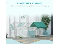 PawHut Freigehege Laufgitter mit Abdeckung 220 x 103 x 103 cm