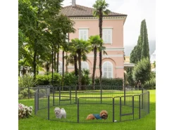 PawHut Freilaufgehege 60 cm Hoch mit Tür 12 Paneelen für Outdoor