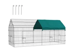 PawHut Freilaufgehege mit Abdeckung und 4 Türen