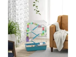 Online PawHut Hamsterkäfig Metall Kunststoff Hellblau 58L x 36B x 81H cm