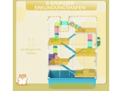 Online PawHut Hamsterkäfig Metall Kunststoff Hellblau 58L x 36B x 81H cm