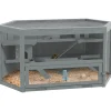 Best PawHut Hamsterkäfig Tannenholz PS-Plexiglas Grau 115L x 60B x 55H cm