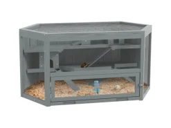 Best PawHut Hamsterkäfig Tannenholz PS-Plexiglas Grau 115L x 60B x 55H cm