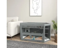 Best PawHut Hamsterkäfig Tannenholz PS-Plexiglas Grau 115L x 60B x 55H cm