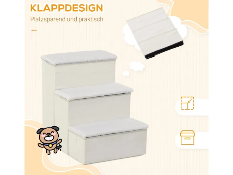 Clearance PawHut Haustiertreppe 3 Stufen mit Stauraum