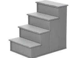 Discount PawHut Haustiertreppe MDF Kurzplüsch Grau 40L x 59B x 54,2H cm