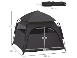 Hot PawHut Haustierzelt Polyester Dunkelgrau 120L x 120B x 106H cm