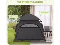 Hot PawHut Haustierzelt Polyester Dunkelgrau 120L x 120B x 106H cm