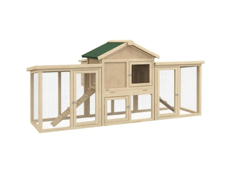 Clearance PawHut Hühnerstall 204 x 85 x 93 cm Hühnerhaus mit Freigehege Nistkasten