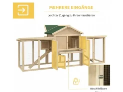 Clearance PawHut Hühnerstall 204 x 85 x 93 cm Hühnerhaus mit Freigehege Nistkasten