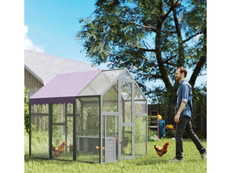 Discount PawHut Hühnerstall Freilaufgehege Freigehege mit Schloss Tannenholz