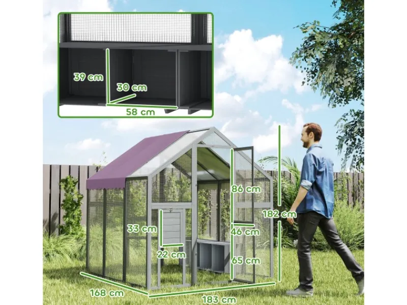 Discount PawHut Hühnerstall Freilaufgehege Freigehege mit Schloss Tannenholz