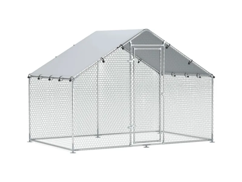 Sale PawHut Hühnerstall Verzinkter Stahl Silber 300L x 170B x 190H cm