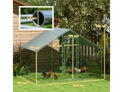 Sale PawHut Hühnerstall Verzinkter Stahl Silber 300L x 170B x 190H cm