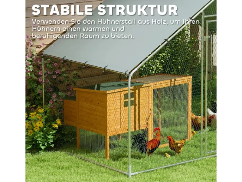Sale PawHut Hühnerstall Verzinkter Stahl Silber 300L x 170B x 190H cm