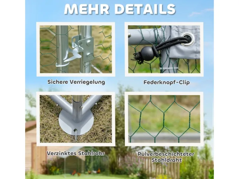 Sale PawHut Hühnerstall Verzinkter Stahl Silber 300L x 170B x 190H cm