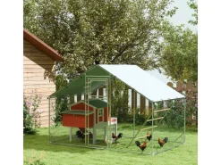 Outlet PawHut Hühnerstall Verzinkte Stahlrohre Stahlgitter 300L x 200B x 195H cm