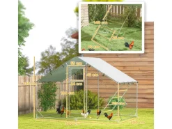 Outlet PawHut Hühnerstall Verzinkte Stahlrohre Stahlgitter 300L x 200B x 195H cm