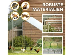 Outlet PawHut Hühnerstall Verzinkte Stahlrohre Stahlgitter 300L x 200B x 195H cm