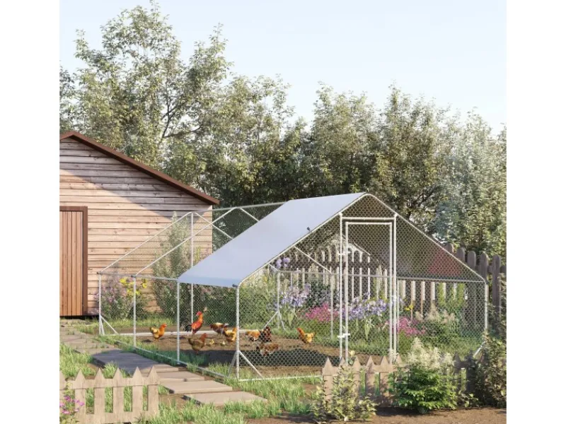 PawHut Hühnerstall XXL Outdoor mit Schatten Dach Schloss