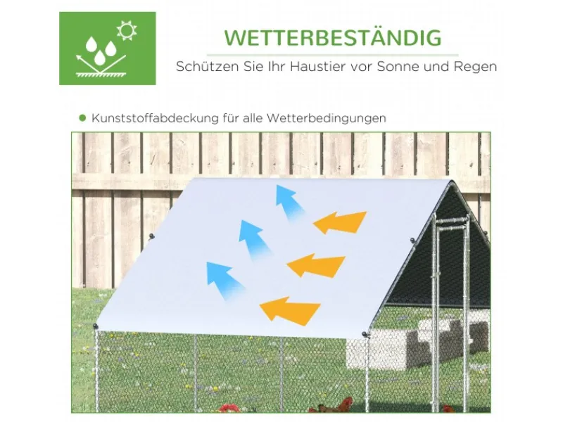 PawHut Hühnerstall XXL Outdoor mit Schatten Dach Schloss