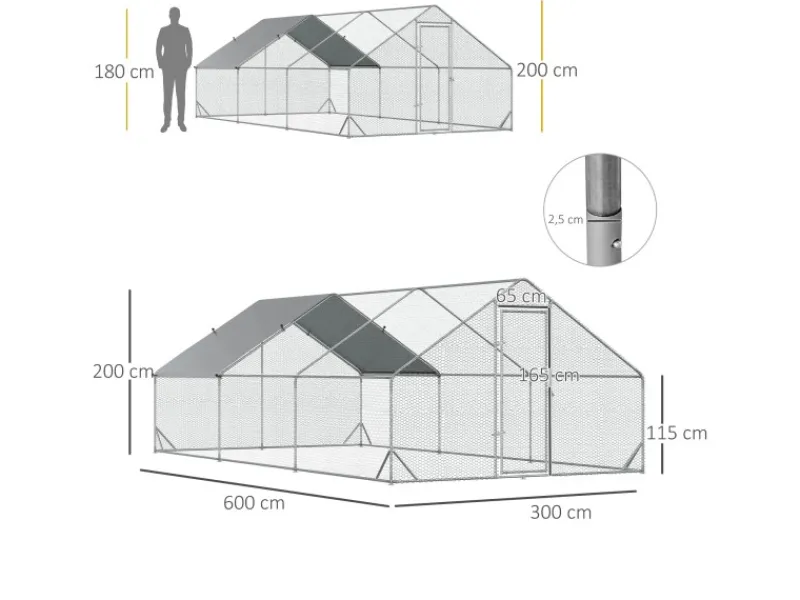 PawHut Hühnerstall XXL Outdoor mit Schatten Dach Schloss