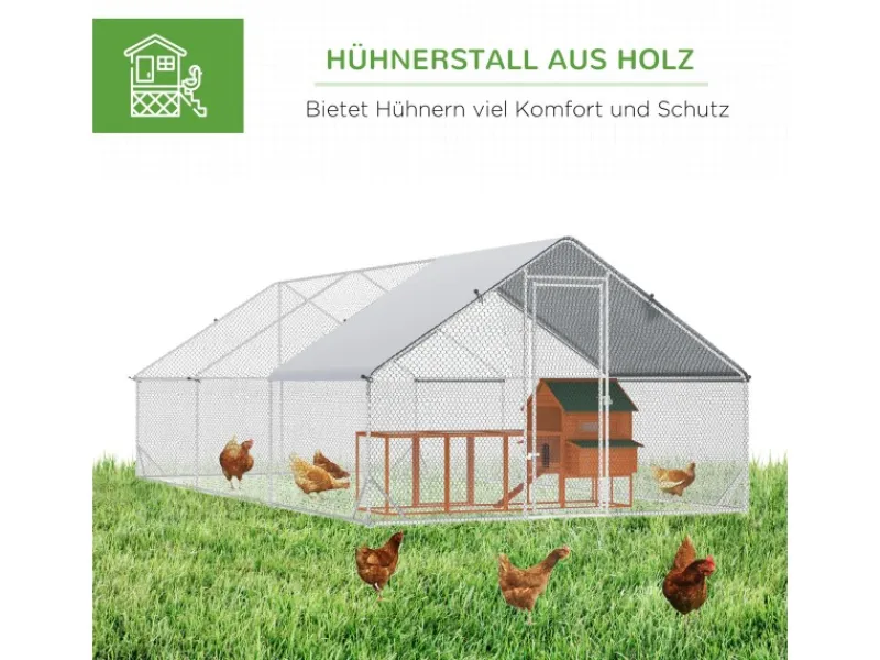 PawHut Hühnerstall XXL Outdoor mit Schatten Dach Schloss