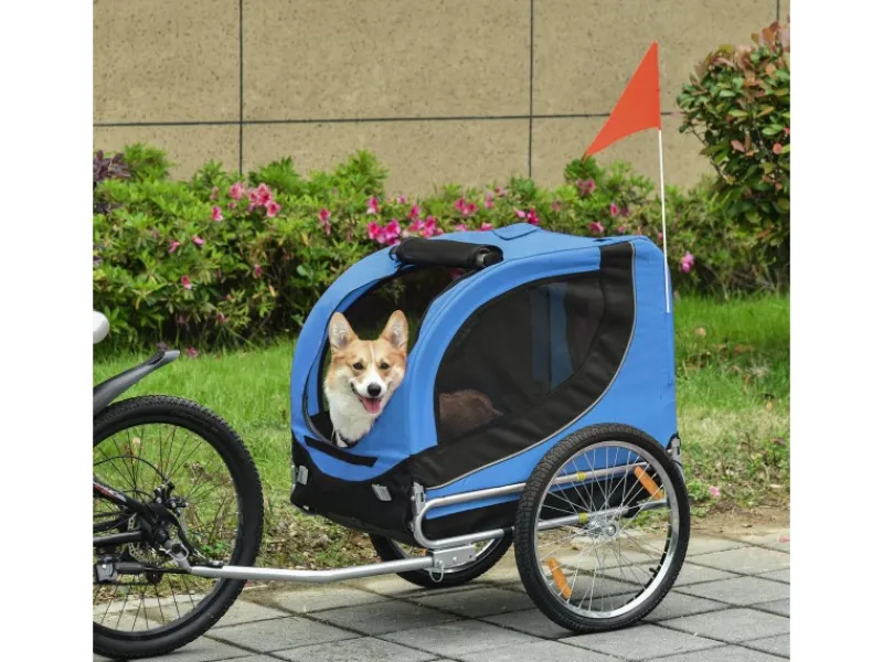 PawHut Hundeanhänger Hunde Fahrrad Anhänger Reflektor