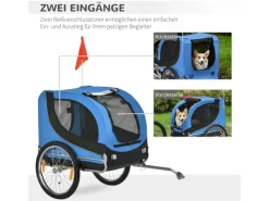 PawHut Hundeanhänger Hunde Fahrrad Anhänger Reflektor
