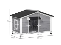 New PawHut Hundehütte mit Asphaltdach 109 x 79 x 72 cm