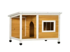 Clearance PawHut Hundehütte mit Terrasse