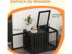 Best PawHut Hundekäfig Hundehütte Stahl MDF Schwarz 80L x 50B x 56,5H cm