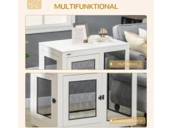 Online PawHut Hundekäfig Indoor mit Kissen 2 Türen Weiß 94 x 60 x 71,5 cm