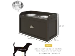 PawHut Hundenapf 2 x 2L Futternapf Erhöht mit Schublade