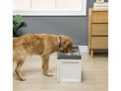 PawHut Hundenapf 2 x 2L mit Schublade Edelstahlnapf