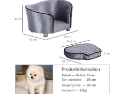 Outlet PawHut Hundesofa mit Kissen 69 x 49 x 38 cm