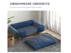 PawHut Hundesofa mit Kissen Holzbeine 96 x 66 x 24 cm