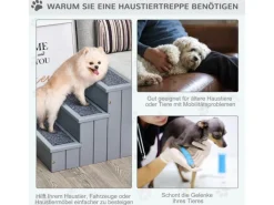 Discount PawHut Hundetreppe 3 Stufen Einstiegshilfe