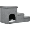 PawHut Hundetreppe 3 Stufige mit Höhle Stauraum Kissen